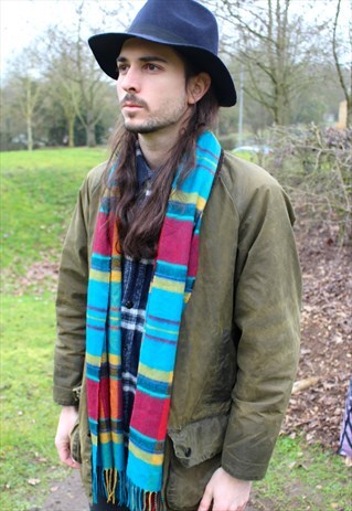 VINTAGE 90S WOOL SCARF - PATTERNED - FESTIVAL