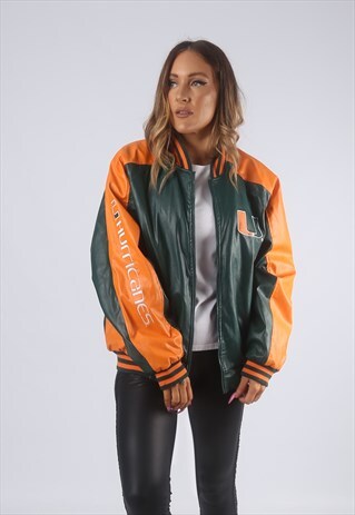 VINTAGE PVC BOMBER JACKET USA FOOTBALL UNIVERSITY 14 (G2F)