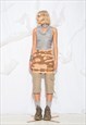 REWORKED VINTAGE Y2K BLEACHED SKIRT IN ORANGE COTTON