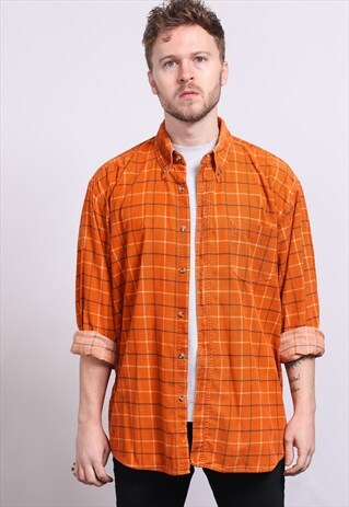 VINTAGE CORDUROY CORD SHIRT ORANGE