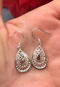 925 Silver Pear Shaped Dangle Earrings