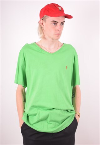 POLO RALPH LAUREN MENS VINTAGE T-SHIRT TOP XL GREEN 90S