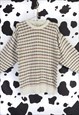 VINTAGE 90S BEIGE CHECK / CHECKERED / CHECK PATTERN JUMPER