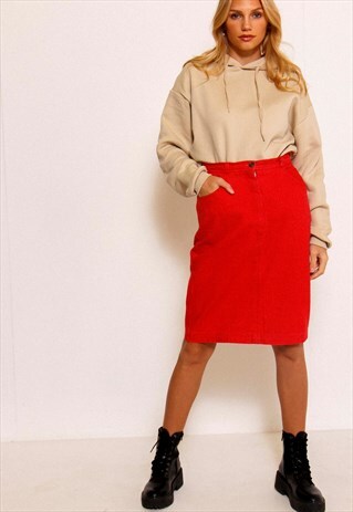 VINTAGE 90'S RED DENIM SKIRT