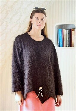 Chocolate brown fluffy knitted jumper