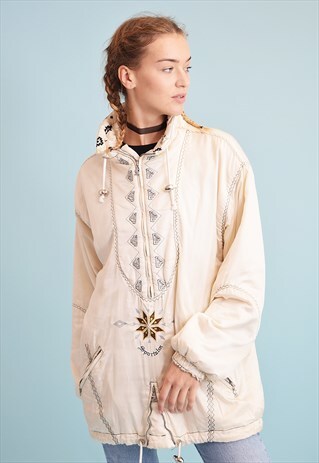 80'S RETRO NEUTRAL EMBROIDERY PUFFER JACKET PARKA ANORAK