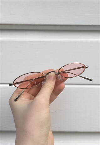 UNISEX 90S Y2K STYLE LIGHT PINK OVAL SUNGLASSES CIRCLE