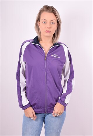 CHAMPION WOMENS VINTAGE TRACKSUIT TOP JACKET XL PURPLE 90'S