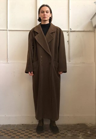 VINTAGE 80' BEAUTIFUL CLASSIC UNISEX BROWN WOOL COAT