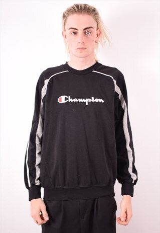CHAMPION MENS VINTAGE SWEATSHIRT JUMPER XL BLACK 90S