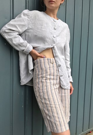 GREY RAW LINEN BLAZER