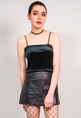 VINTAGE 90'S BLACK LEATHER MINI SKIRT