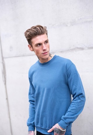 ESSENTIAL BLANK JUMPER PULLOVER SWEATER - AIRFORCE BLUE