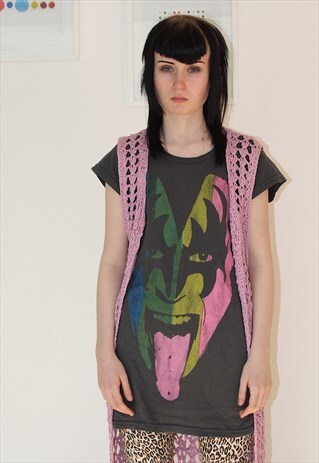 70S LONG SLEEVELESS CROCHET CARDIGAN