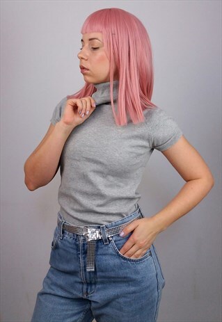 VINTAGE 90'S ZARA COTTON KNIT TURTLENECK IN GREY