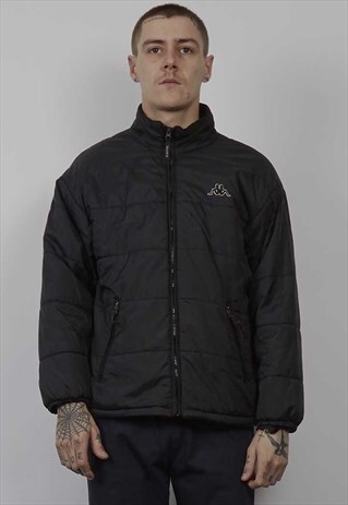 VINTAGE 90'S KAPPA LOGO BLACK PADDED SPORTS JACKET