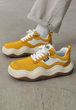 Chunky sole sneakers distressed platform skater shoes 