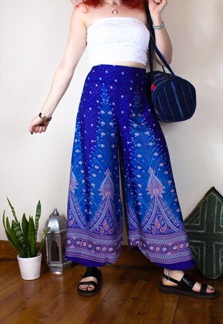 FAIRTRADE FESTIVAL PEACOCK PALAZZO TROUSERS / PANTS