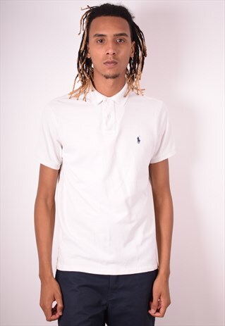 POLO RALPH LAUREN MENS VINTAGE POLO SHIRT LARGE WHITE 90S