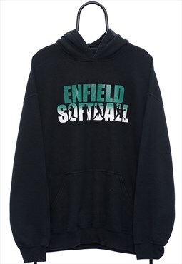 Vintage Enfield Softball Graphic Black Hoodie Mens