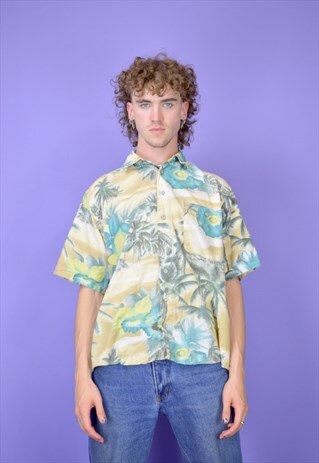 Vintage hawaiian festival graphic multicolour shirt