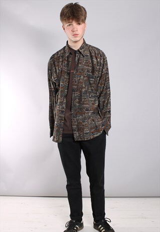 VINTAGE ABSTRACT CRAZY PATTERN SHIRT