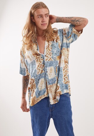 VINTAGE PATTERNED FESTIVAL SHORT SLEEVE SHIRT