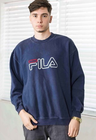 VINTAGE FILA SWEATSHIRT JUMPER LOGO 90S L 19.2