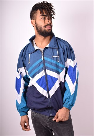 MENS VINTAGE TRACKSUIT TOP JACKET MEDIUM BLUE 90S