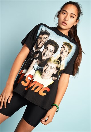VINTAGE Y2K 'N'SYNC MUSIC BAND LOGO PRINT T-SHIRT TOP TEE