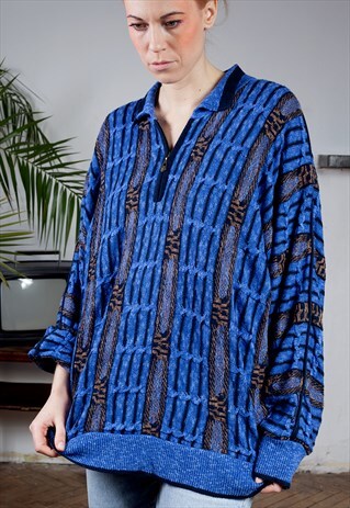 VINTAGE PATTERNED JUMPER WOMENS 2XL MENS XL