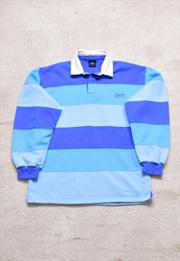 Cotton Traders Blue Striped Collared Sweater