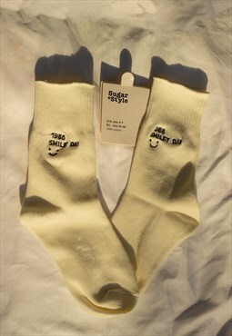 Black Smiley Date Socks