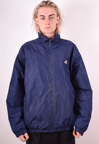 ADIDAS MENS VINTAGE JACKET XL NAVY BLUE 90S