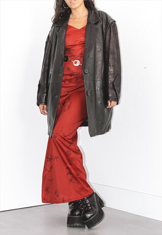 VINTAGE 90S TEXTURED OVERSIZE REAL LEATHER JACKET