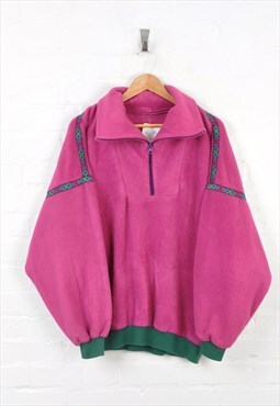 Vintage 1/4 Zip Fleece Pink Large