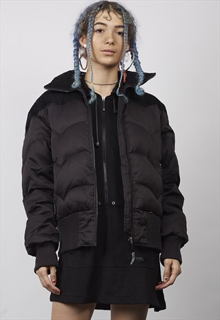 VINTAGE 90'S BLACK LEVI'S CORDUROY DETAIL PUFFER JACKET