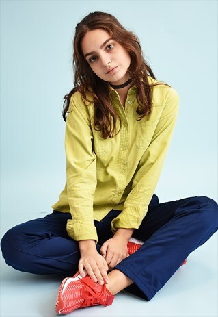 90'S RETRO MINIMALIST PASTEL CORDUROY SHIRT TOP