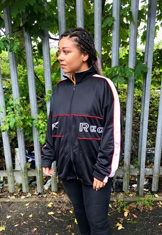 VINTAGE REEBOK CLASSIC ZIP PATTERN TRACKSUIT SPELLOUT JACKET