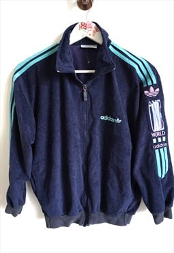 Vintage Adidas Suede Sweatshirt Jacket Track Top Windbreaker