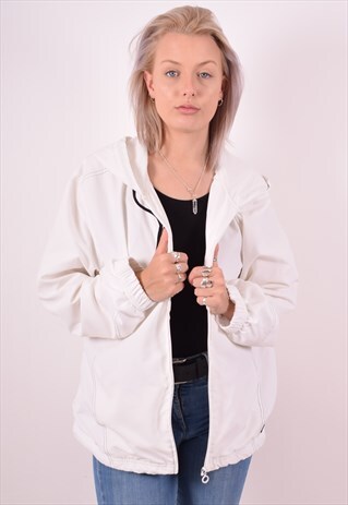 REEBOK WOMENS VINTAGE HOODIE JACKET XL WHITE 90S