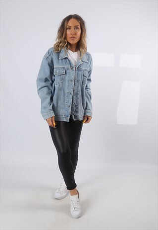 DENIM JACKET OVERSIZED FITTED VINTAGE UK 16 (G2J)
