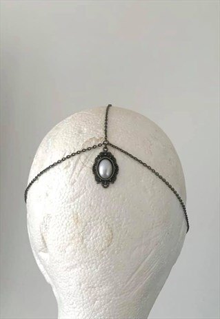 ANTIQUE BRONZE PEARL VINTAGE STYLE HAIR HEAD CHAIN BAND CLIP