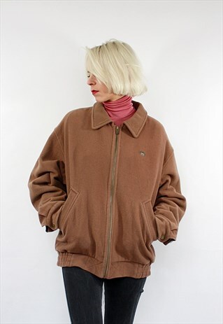VINTAGE 80' LIGHT BROWN LACOSTE BOMBER JACKET