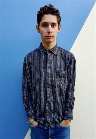 VINTAGE GREY STRIPED SHIRT