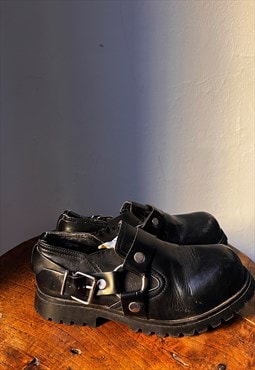 Vintage Grunge Punk Black Shoes Size UK 5.5 EU 38.5