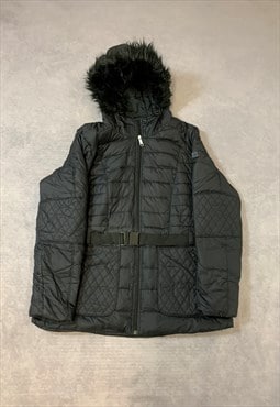The North Face 550 Puffer Coat Longline with Fluffy Hood 