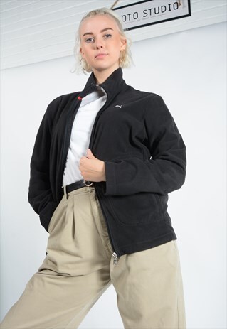 VINTAGE PUMA FLEECE IN BLACK WITH LOGO.