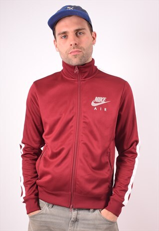 NIKE MENS VINTAGE TRACKSUIT TOP JACKET MEDIUM MAROON 90S