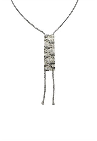Christian Dior Necklace Silver Authentic Oblique Logo 